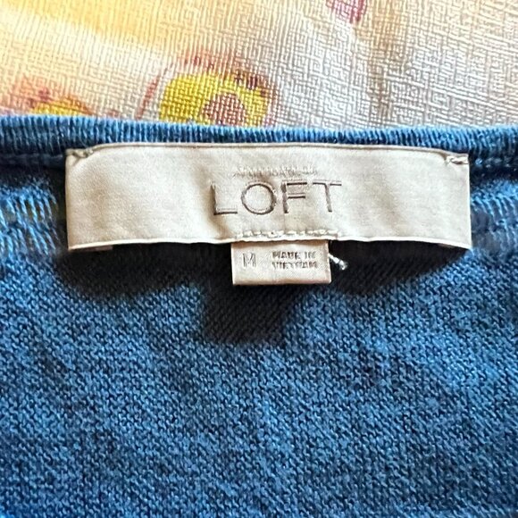 Loft Blue Lightweight Sweater with Sheer Stripes - Medium - Picture 4 of 5